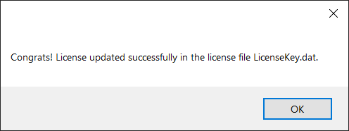 Update License Key success message