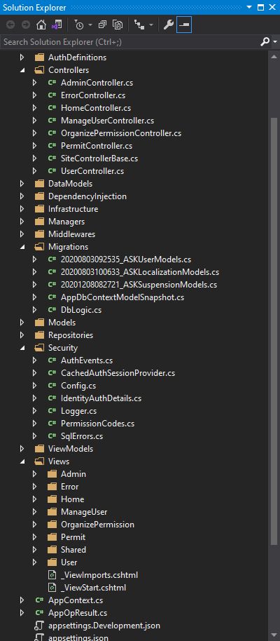 Solution explorer showing installed Source Package items