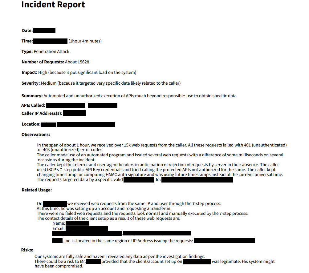 incident report image sanitized with identifying info