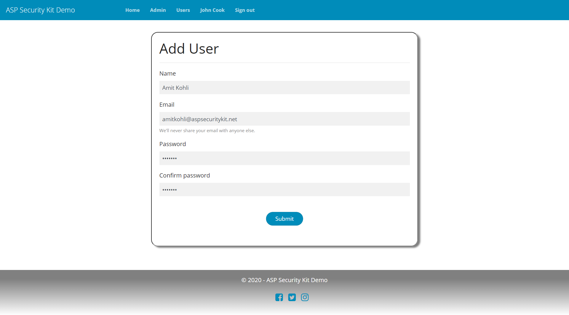 add new user form