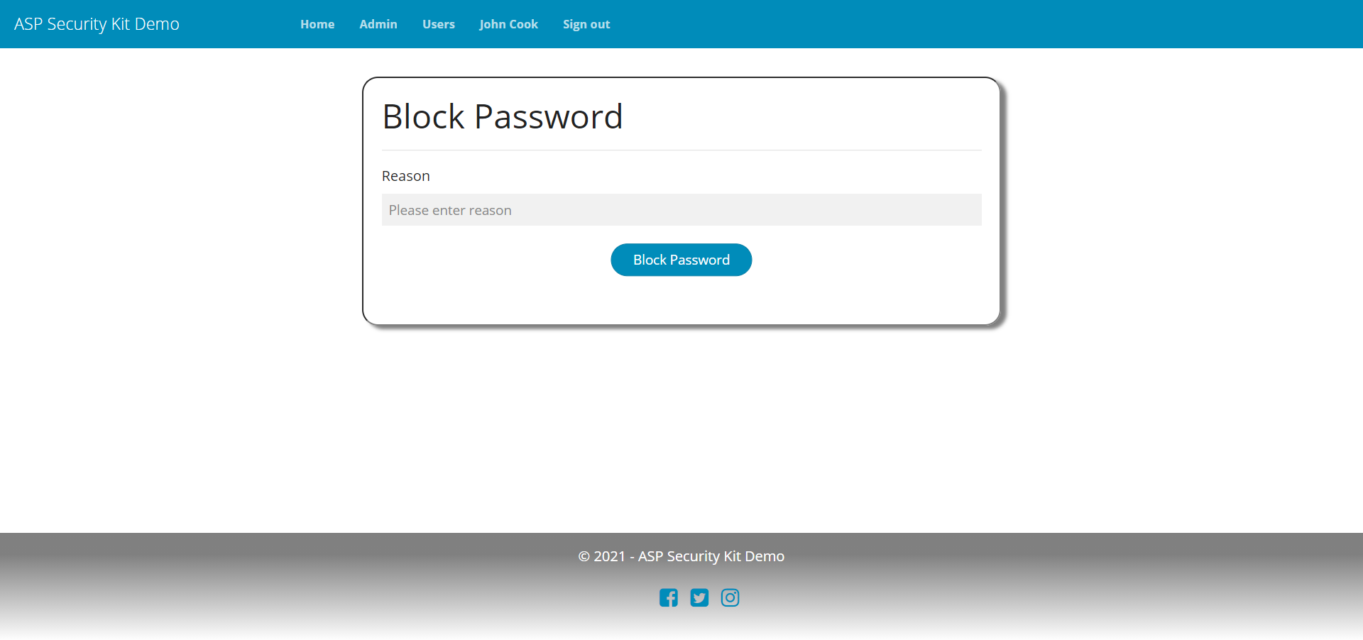 block user's password form