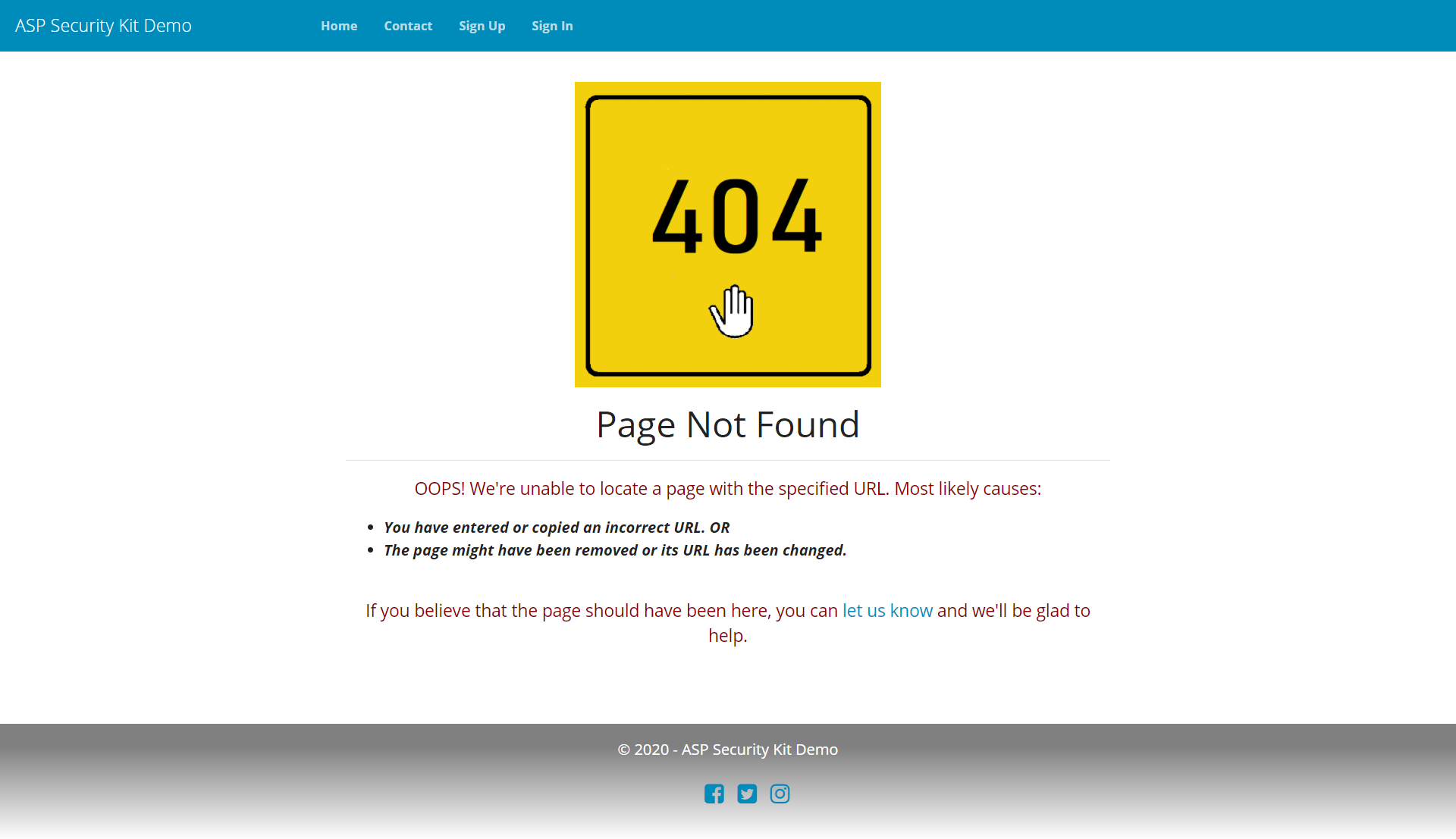 Page not found 404 error page